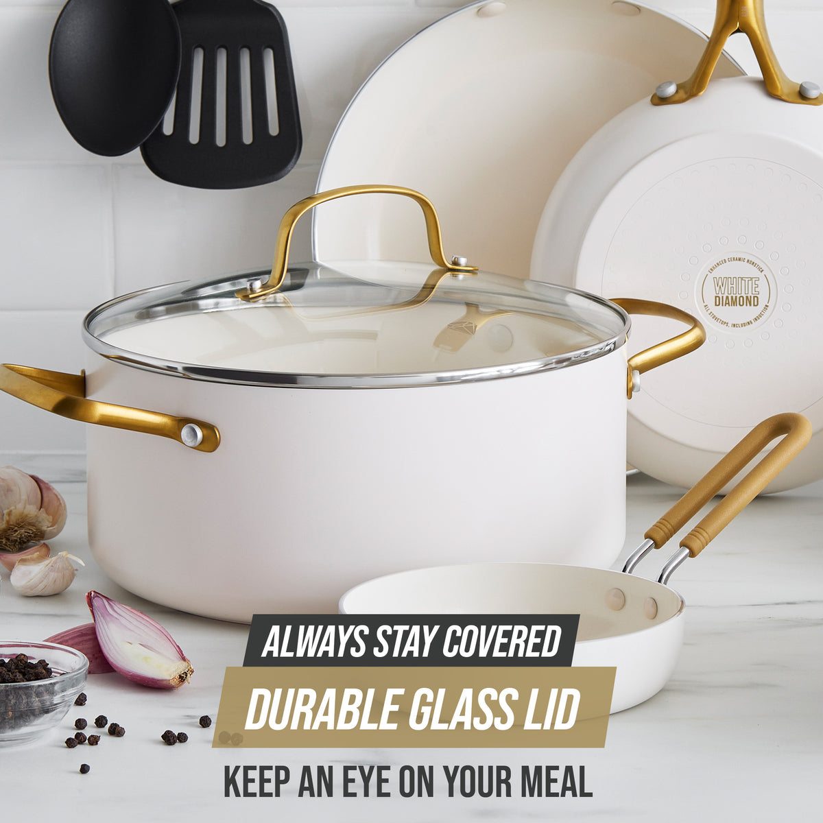 Lynzavix 17-Piece Kitchen Cookware Set, Non Stick Pots and Pans Set, Induction Cookware with Utensil and Pan Protectors, White 29DPH040006 - The Home Depot Lynzavix 17-Piece Kitchen Cookware Set, Non Stick Pots and Pans Set, Induction Cookware with Utensil and Pan Protectors, White 29DPH040006 - The Home Depot