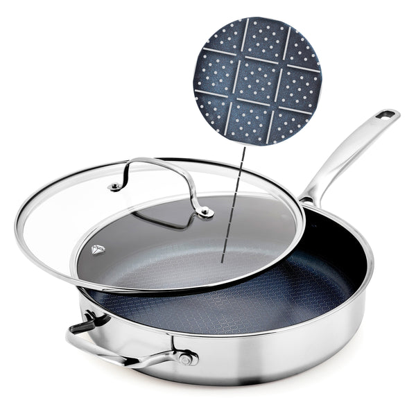 Diamond Bond 4-Quart Sauté Pan with Lid and Helper Handle | Blue