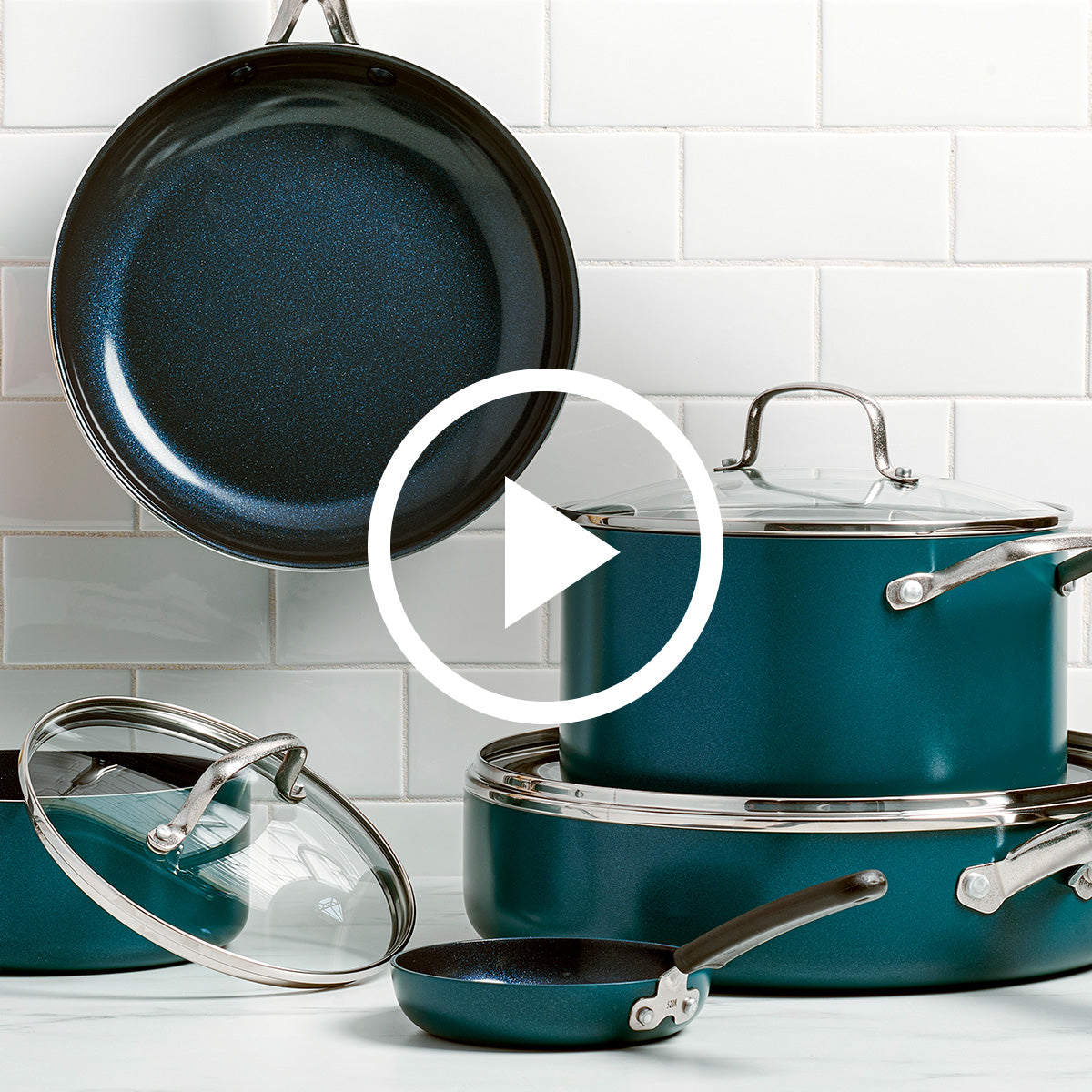 Blue Diamond 12-Piece Green Toxin-Free Ceramic Nonstick Cookware Set