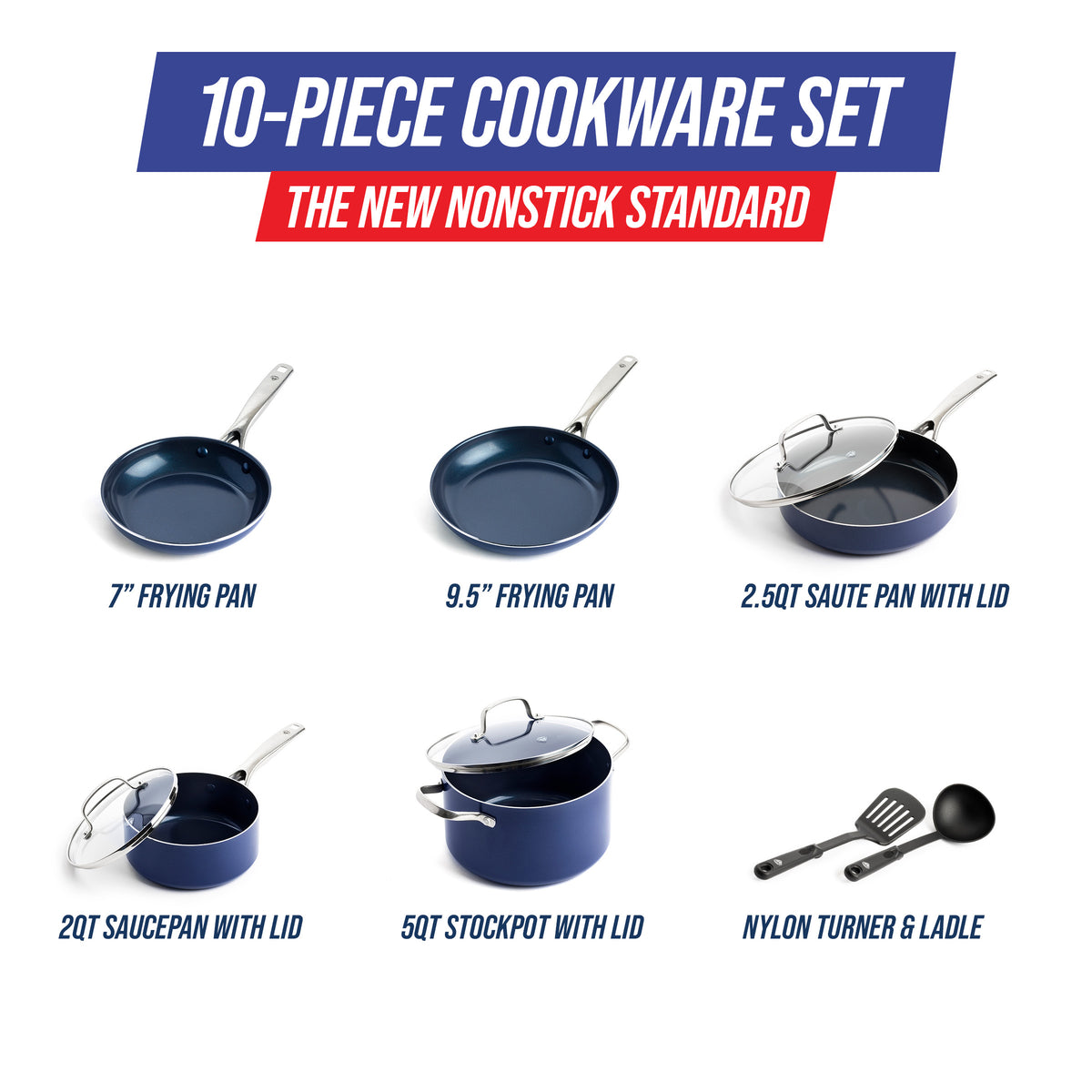 Blue Diamond Classic 12-Piece Cookware Set