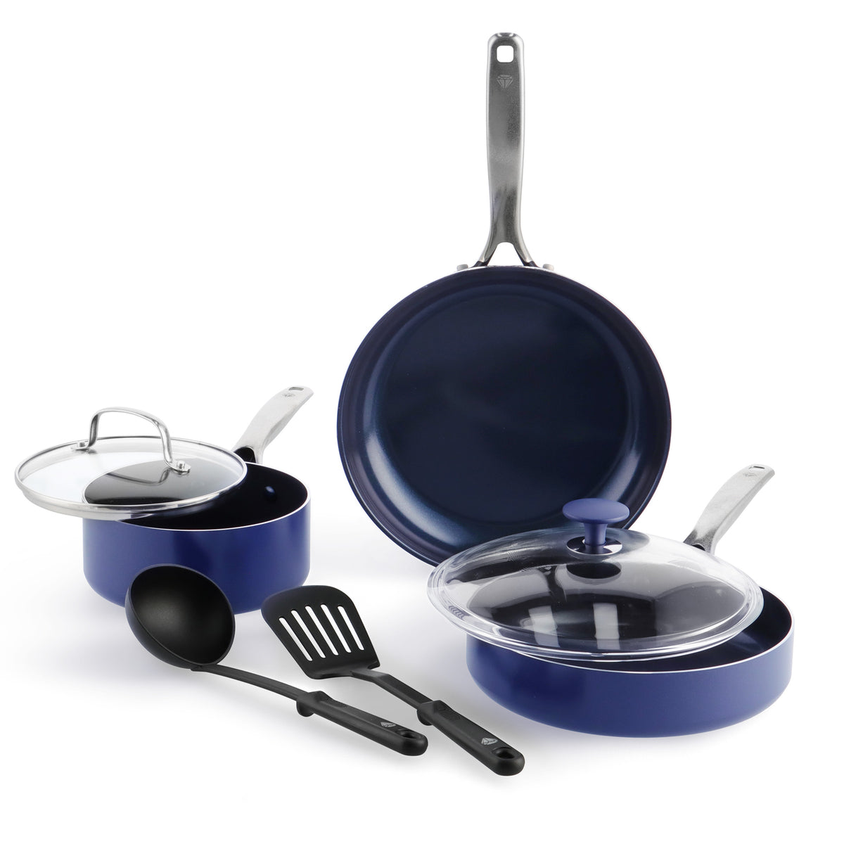 Ceramic Nonstick 7 Pieces Pots and Pans Cookware set, Blue – Appliances