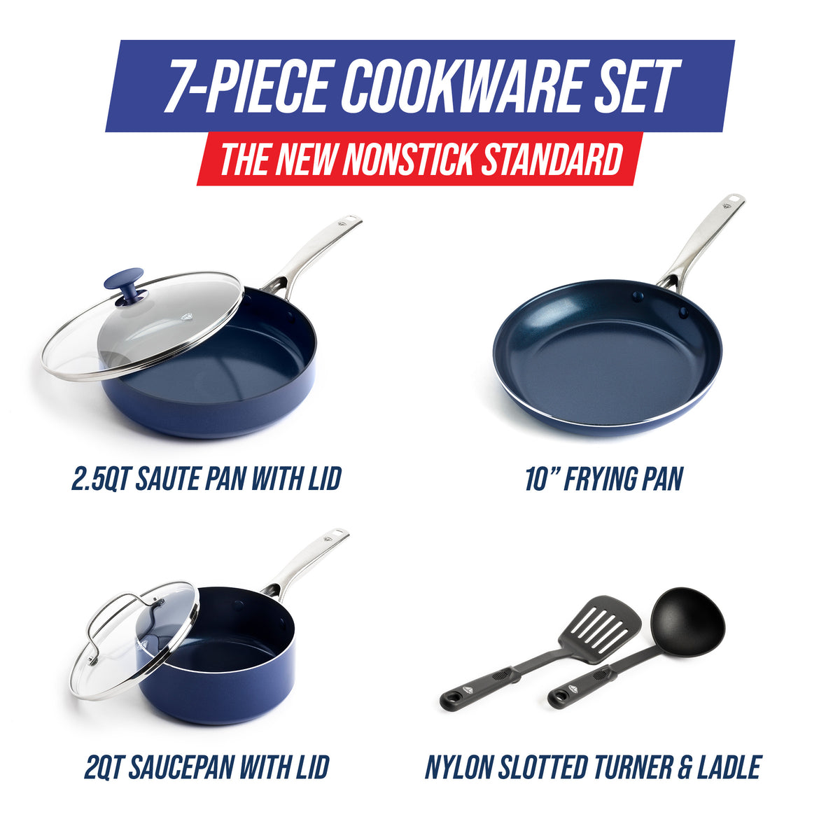 BK Simply Ceramic, Ceramic Nonstick Induction 11 Piece Nonstick Cookware Set, PFAS Free, Dishwasher Safe, Black