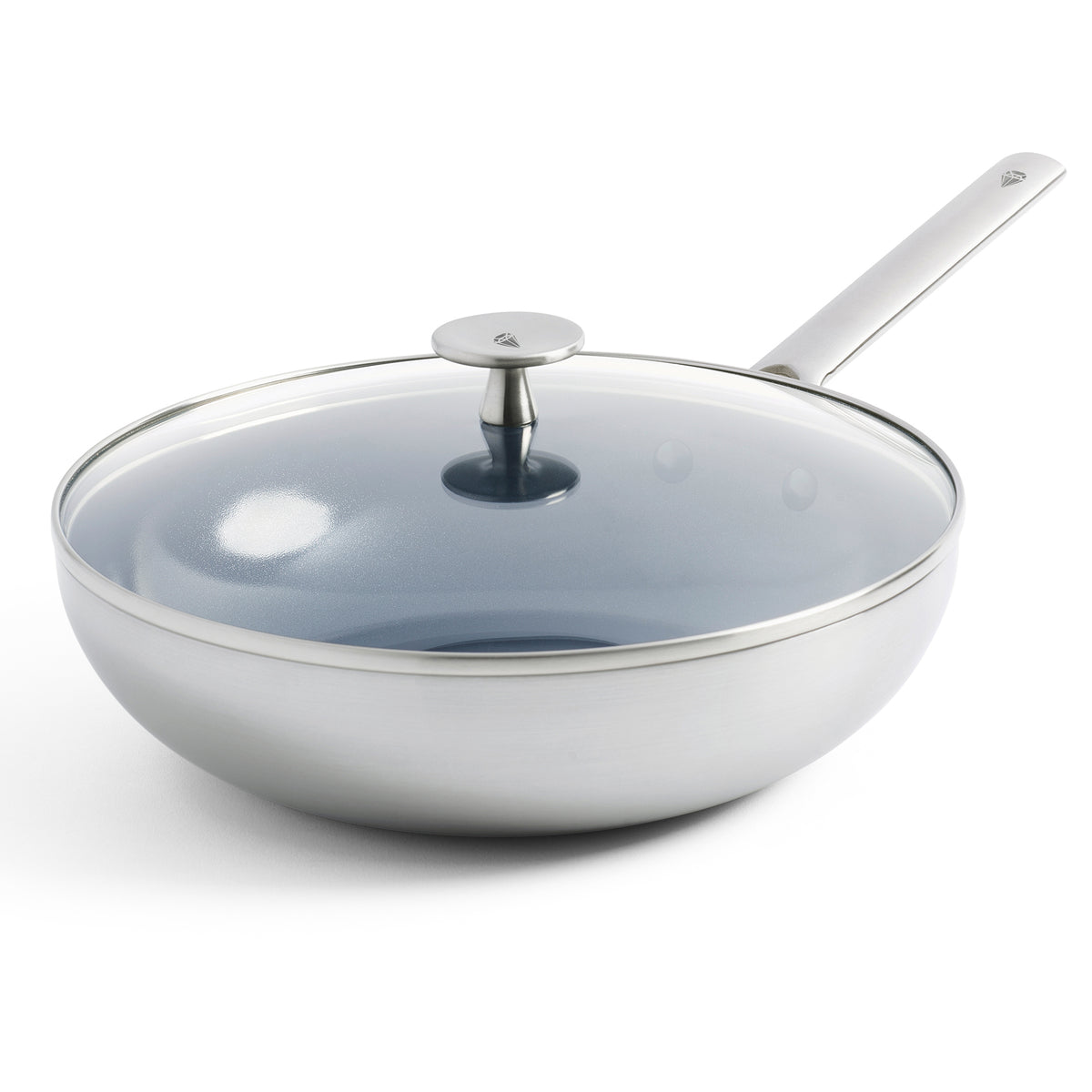 Blue Diamond Tri-Ply Stainless Steel Ceramic Nonstick 11-in. Wok Pan with Lid, 11