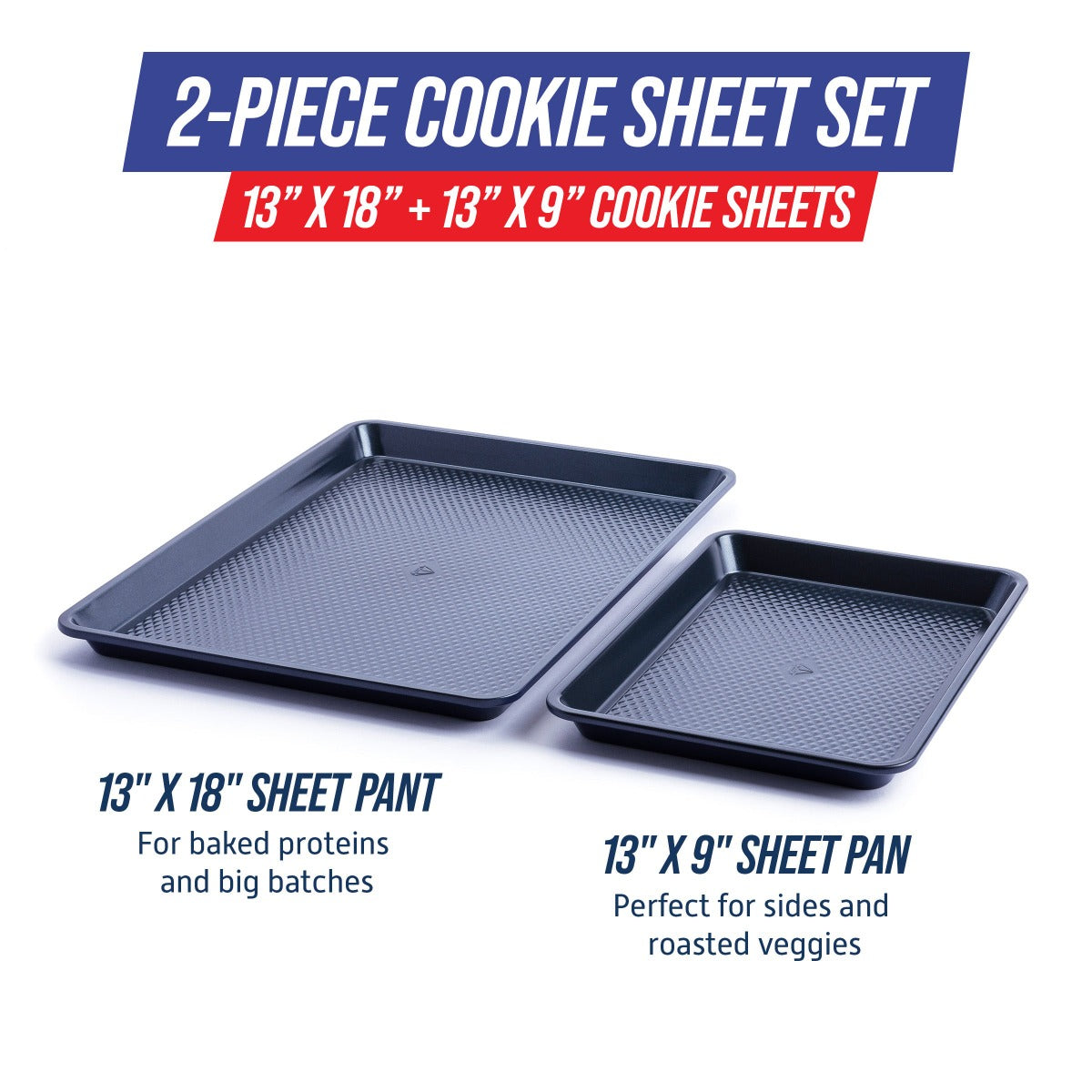 Blue Diamond Nonstick 13 x 18 Cookie Sheet 2 Piece Set