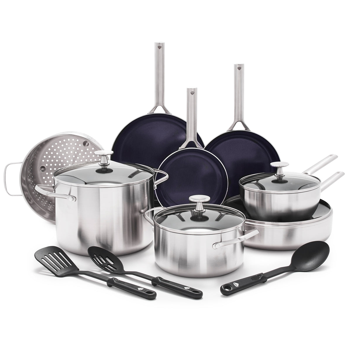 15-Piece Pots and Pans Set, Stackable Nonstick Kitchen Cookware with  Stay-Cool Stainless Steel Handles