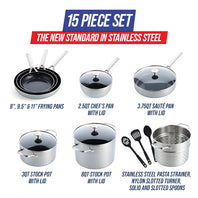 Blue Diamond Triple Steel 15-Piece Cookware Set