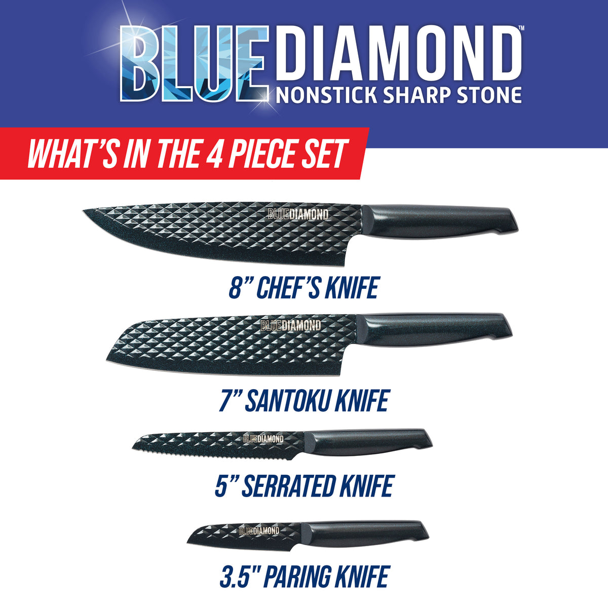 Blue Diamond Sharp Stone Nonstick 14-Piece Stainless Steel Knife Block Set  CC006087-001 - The Home Depot