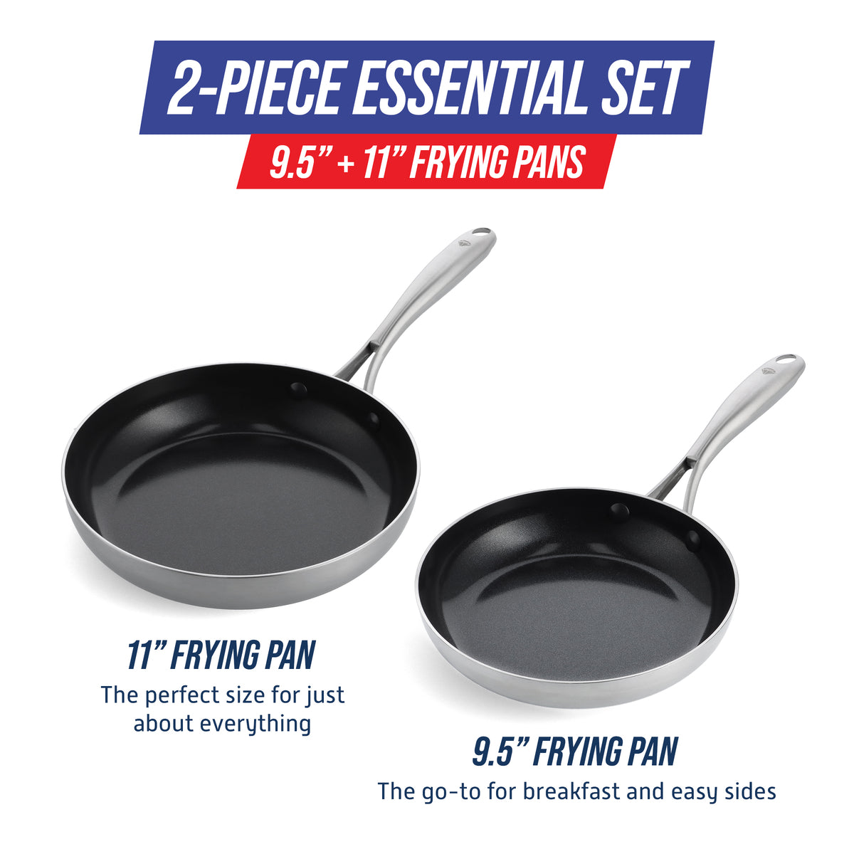 Blue Diamond Cookware 9.5 and 11 Frying Pan Skillet Set