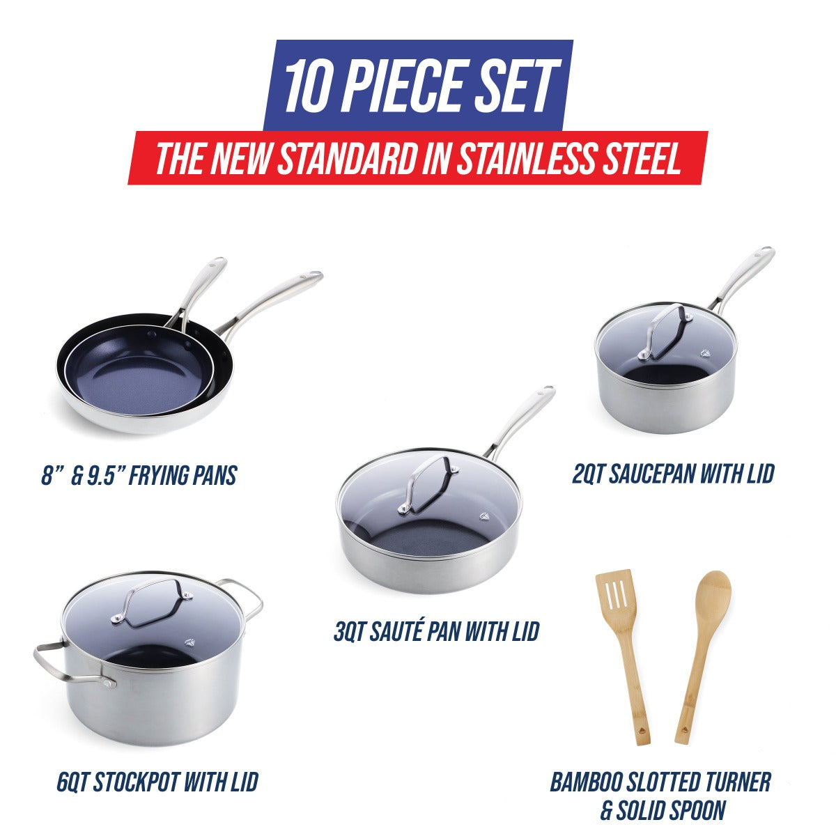 Cook + Create Nonstick Cookware Sets 10-Piece / Almond