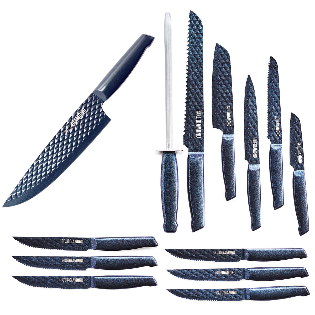 6 Piece Blue Soft Touch Non-Stick Paring Knife & Sheath Set, Plastic Sold by at Home
