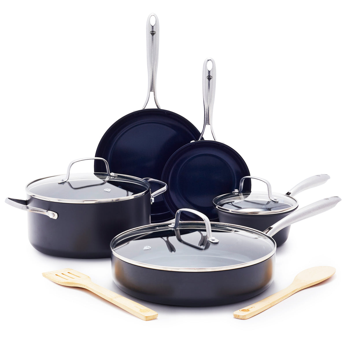 Blue Diamond 10-Piece Diamond-Infused NonstickCookware Set 