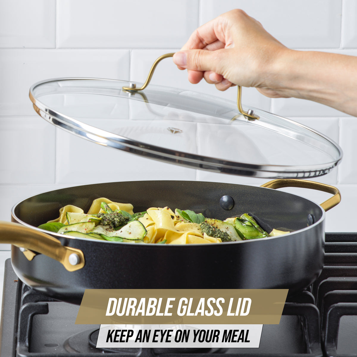 The Kitchen Sense Heavy Duty Non-Stick Fry Pan with Glass Lid 