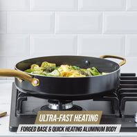 Blue Diamond Gold 11" Sauté Pan with Lid and Helper Handle