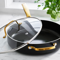 Blue Diamond Gold 11" Sauté Pan with Lid and Helper Handle